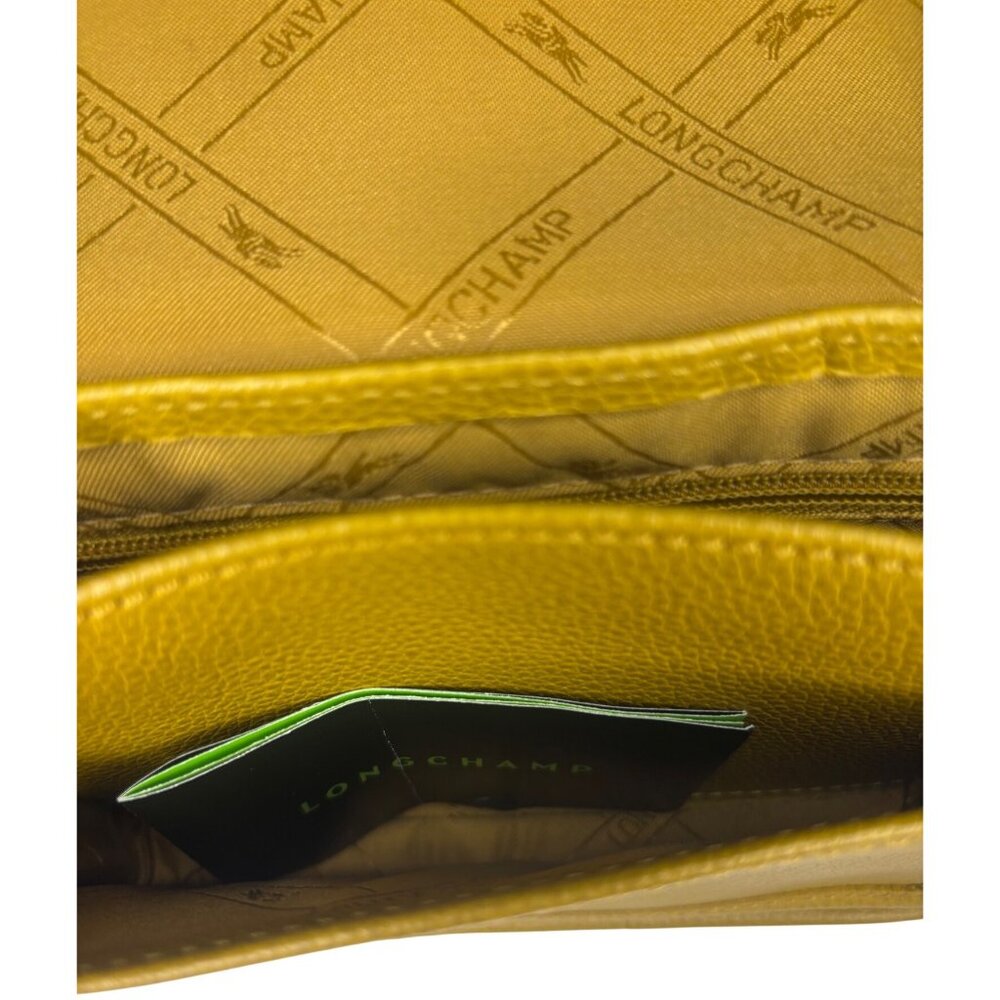 Longchamp Le Foulonné Mimosa Yellow Leather Crossbody Bag Adjustable Strap - Picture 16 of 16